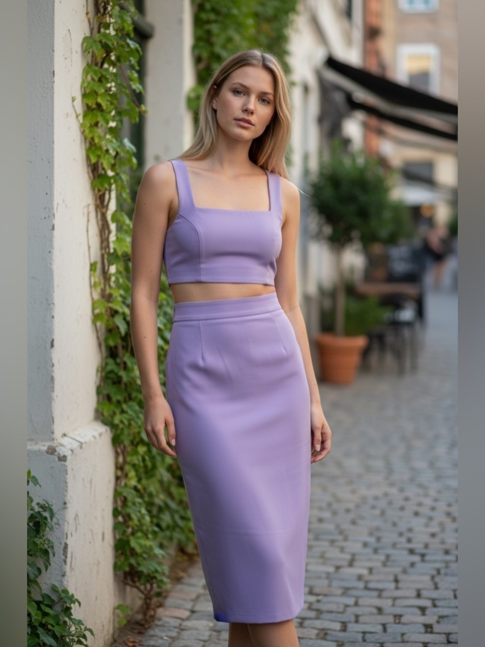 High-Waist Lavender Pencil Skirt - Women's Sleek Midi